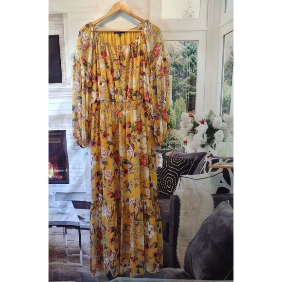 INC Maxi Dress Size 2X Fall Floral Peasant Boho Cottagecore New with Tag - Picture 12 of 12